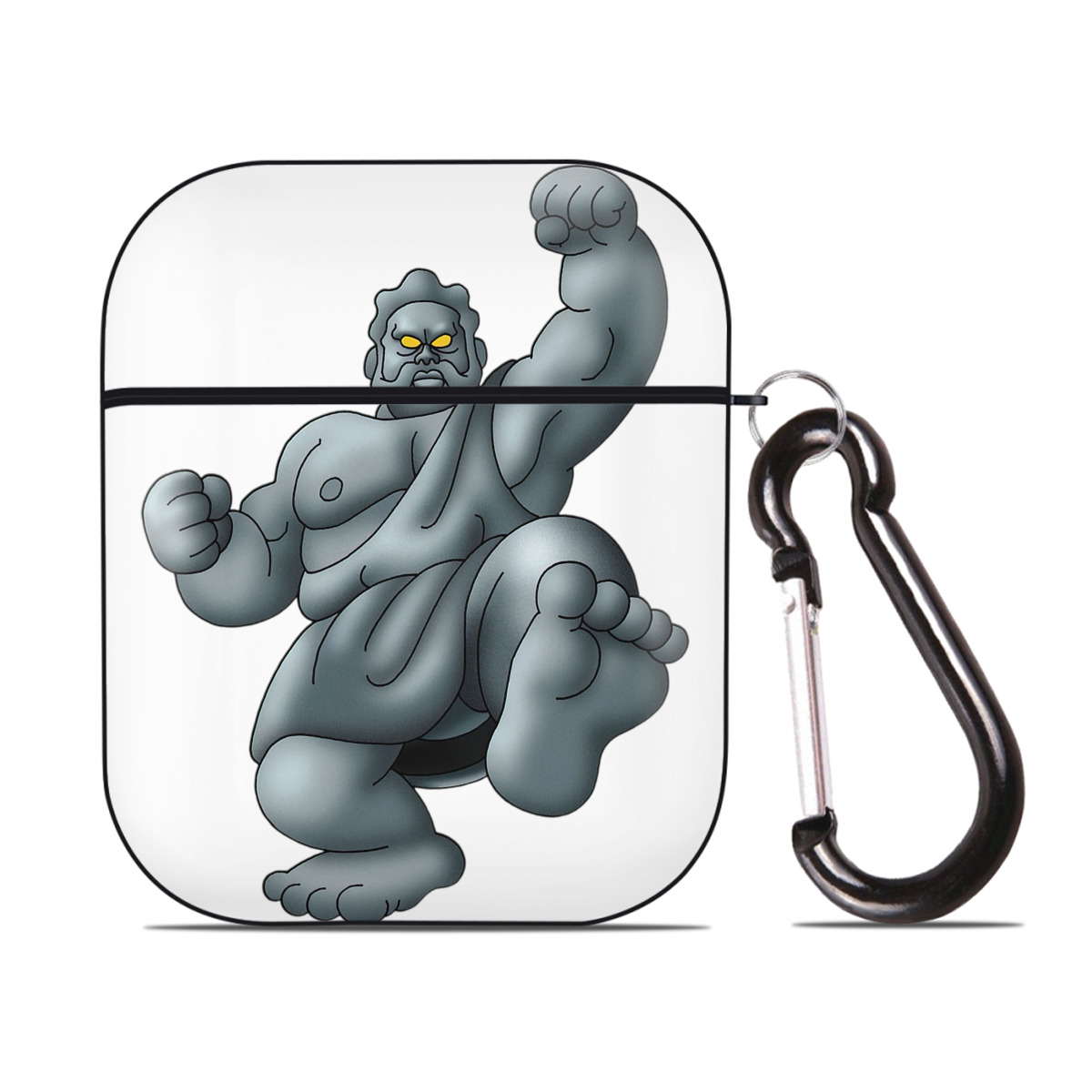 （画像用） ドラゴンクエスト Doragon Kuesuto Dragon Quest AirPods 第2世代保護ケース ハードシェル ブラック 耐衝撃・防指紋・カラビナ付き
