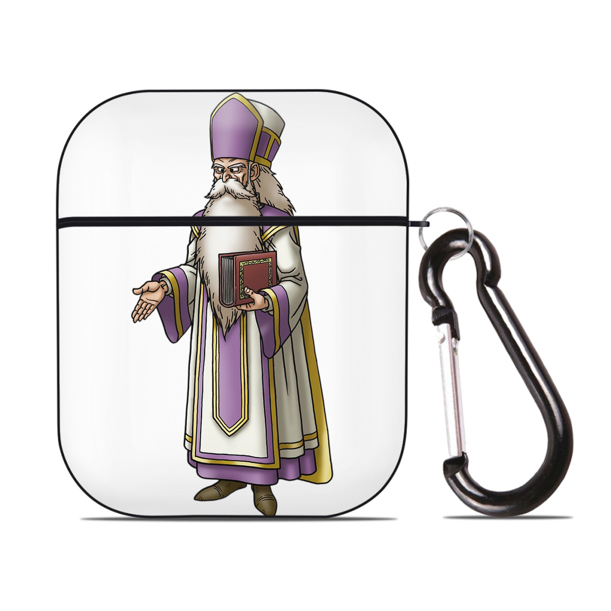 （画像用） ドラゴンクエスト Doragon Kuesuto Dragon Quest AirPods 第2世代保護ケース ハードシェル ブラック 耐衝撃・防指紋・カラビナ付き