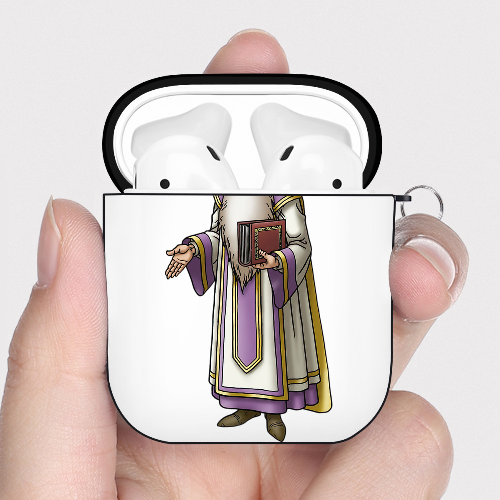 （画像用） ドラゴンクエスト Doragon Kuesuto Dragon Quest AirPods 第2世代保護ケース ハードシェル ブラック 耐衝撃・防指紋・カラビナ付き