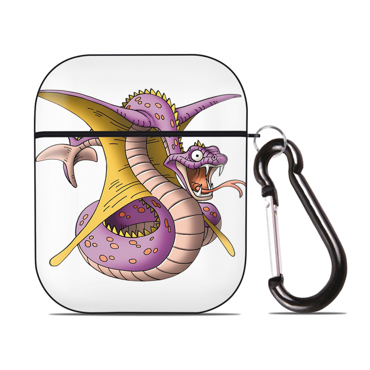 （画像用） ドラゴンクエスト Doragon Kuesuto Dragon Quest AirPods 第2世代保護ケース ハードシェル ブラック 耐衝撃・防指紋・カラビナ付き
