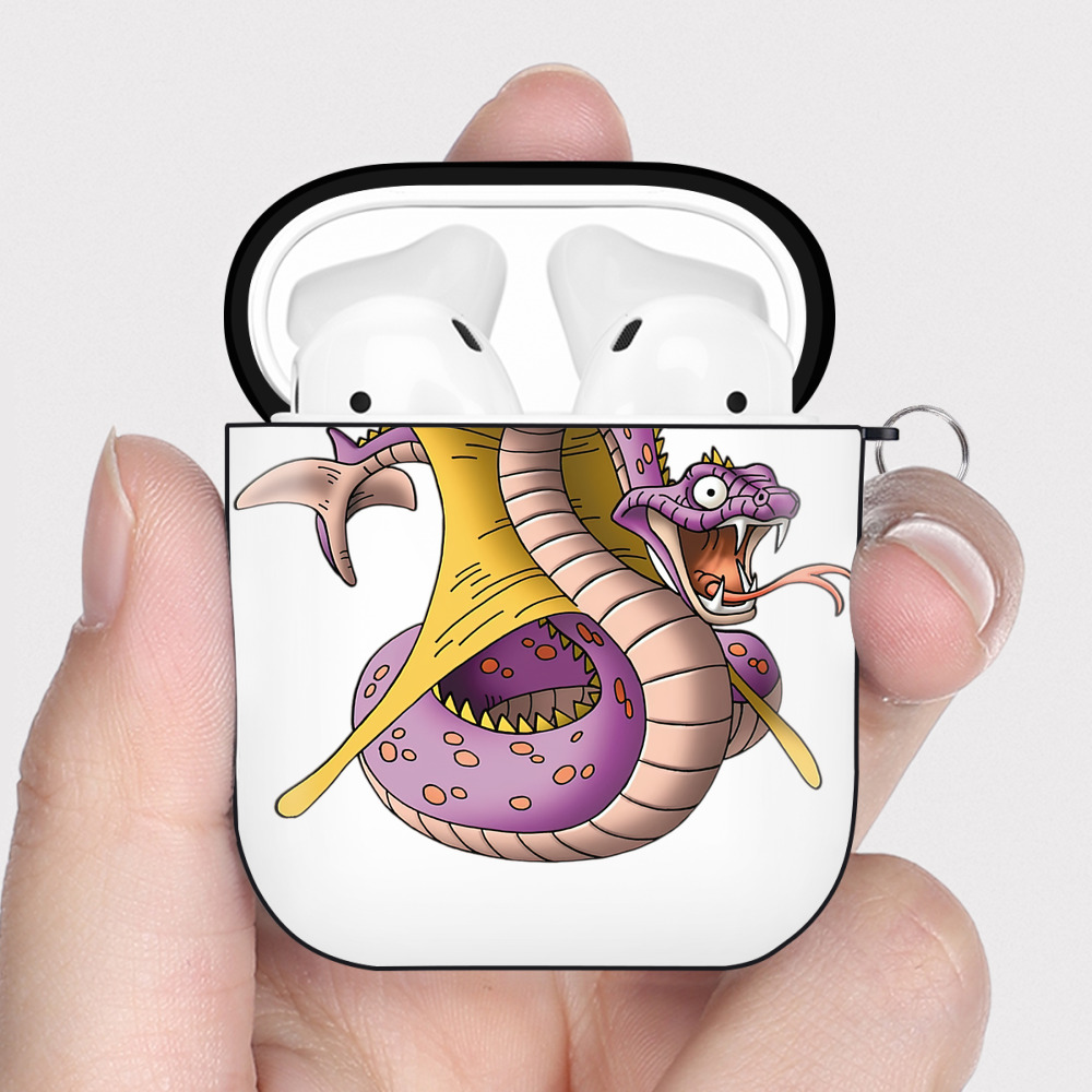 （画像用） ドラゴンクエスト Doragon Kuesuto Dragon Quest AirPods 第2世代保護ケース ハードシェル ブラック 耐衝撃・防指紋・カラビナ付き