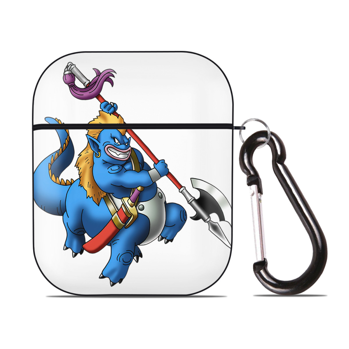（画像用） ドラゴンクエスト Doragon Kuesuto Dragon Quest AirPods 第2世代保護ケース ハードシェル ブラック 耐衝撃・防指紋・カラビナ付き
