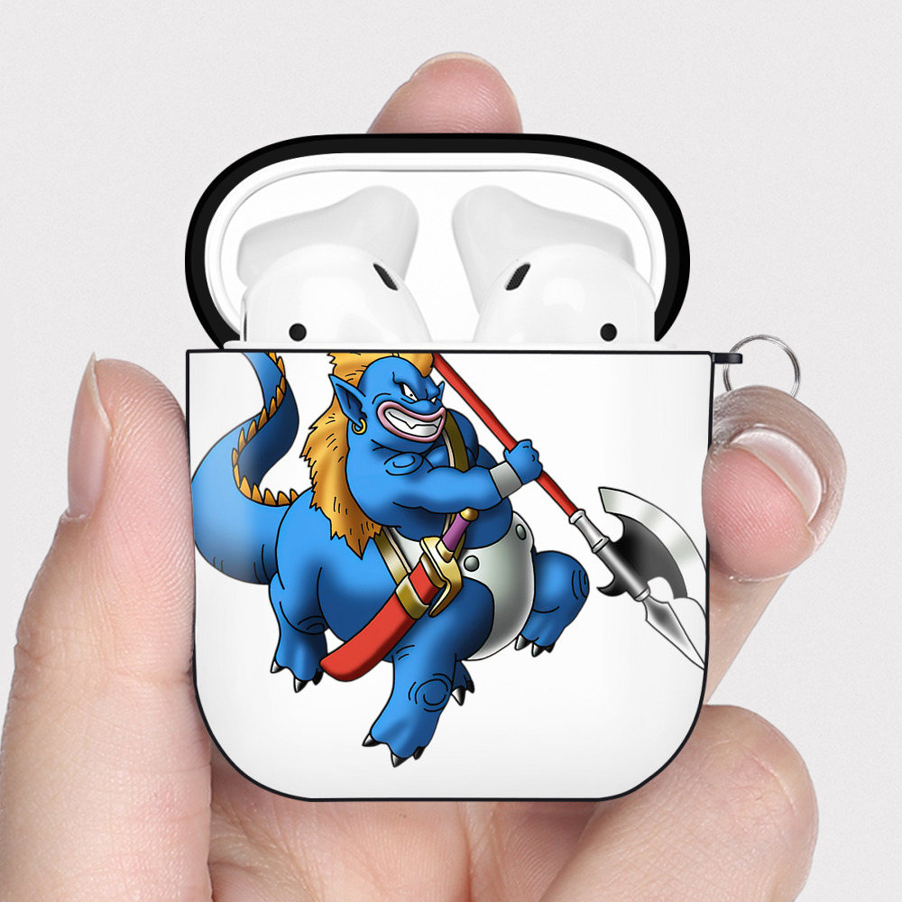 （画像用） ドラゴンクエスト Doragon Kuesuto Dragon Quest AirPods 第2世代保護ケース ハードシェル ブラック 耐衝撃・防指紋・カラビナ付き