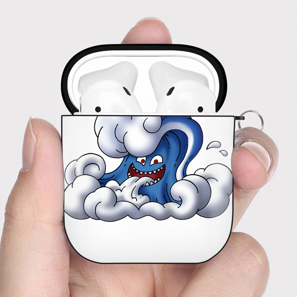 （画像用） ドラゴンクエスト Doragon Kuesuto Dragon Quest AirPods 第2世代保護ケース ハードシェル ブラック 耐衝撃・防指紋・カラビナ付き
