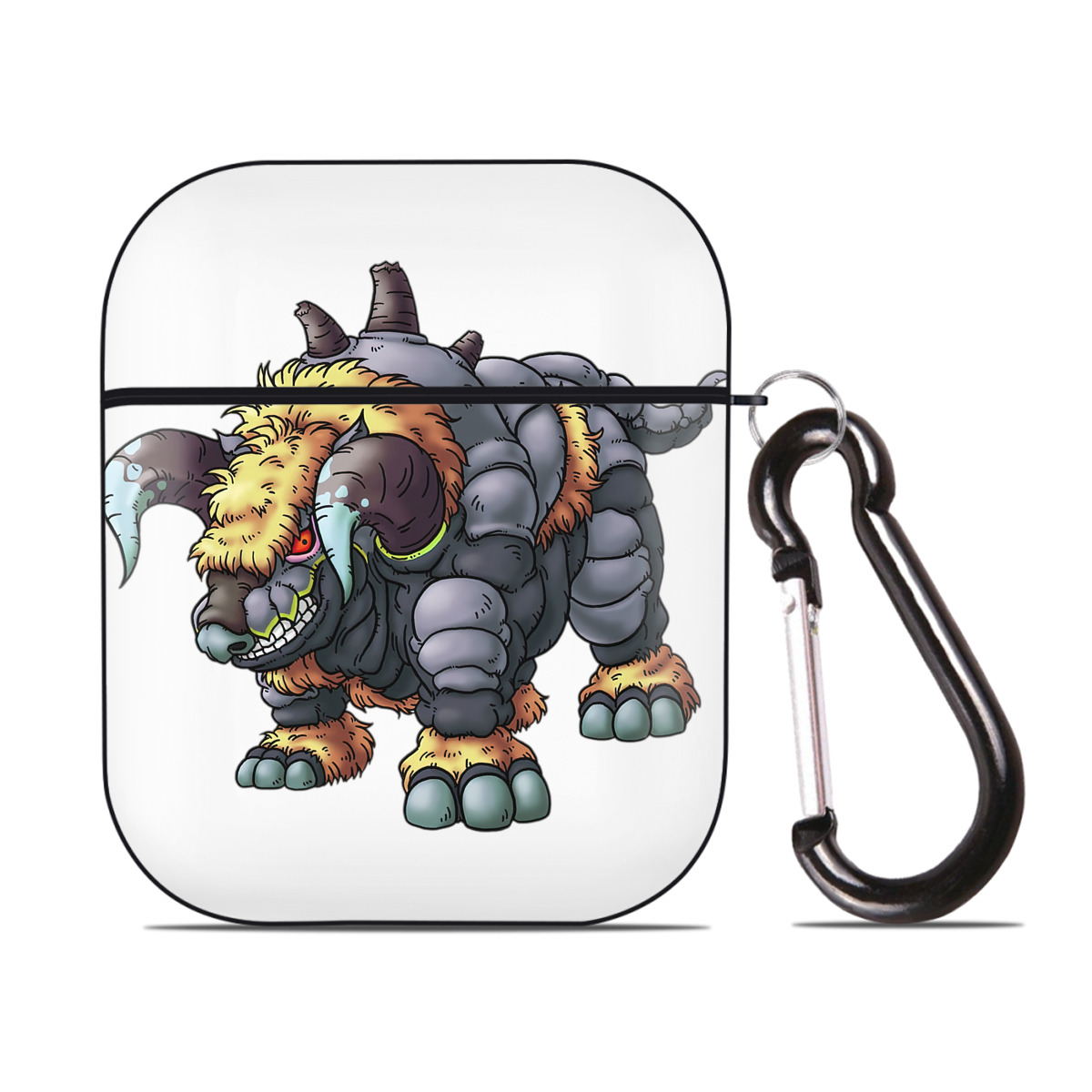 （画像用） ドラゴンクエスト Doragon Kuesuto Dragon Quest AirPods 第2世代保護ケース ハードシェル ブラック 耐衝撃・防指紋・カラビナ付き