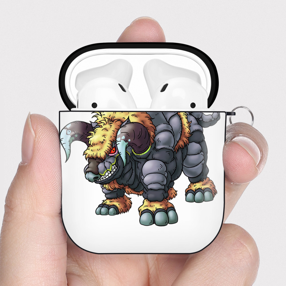 （画像用） ドラゴンクエスト Doragon Kuesuto Dragon Quest AirPods 第2世代保護ケース ハードシェル ブラック 耐衝撃・防指紋・カラビナ付き