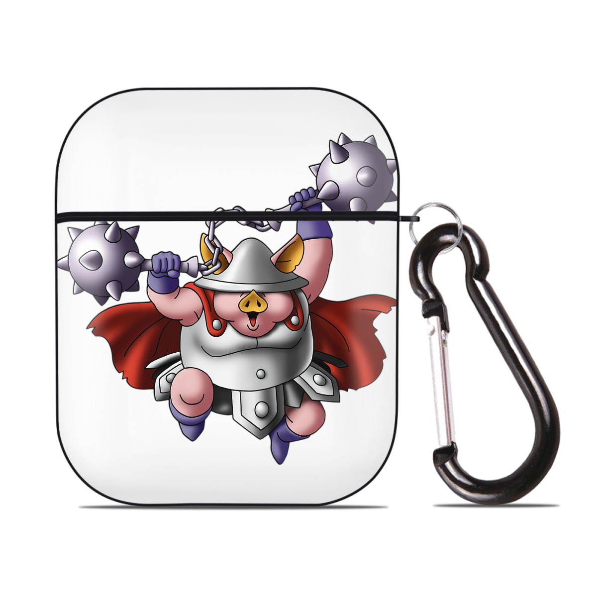 （画像用） ドラゴンクエスト Doragon Kuesuto Dragon Quest AirPods 第2世代保護ケース ハードシェル ブラック 耐衝撃・防指紋・カラビナ付き