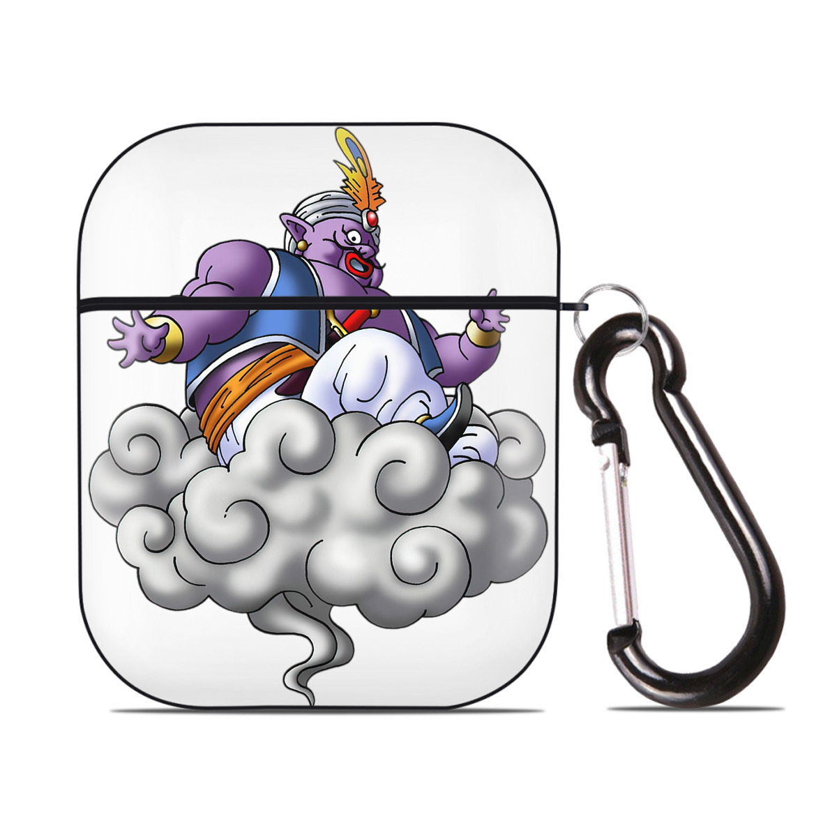 （画像用） ドラゴンクエスト Doragon Kuesuto Dragon Quest AirPods 第2世代保護ケース ハードシェル ブラック 耐衝撃・防指紋・カラビナ付き