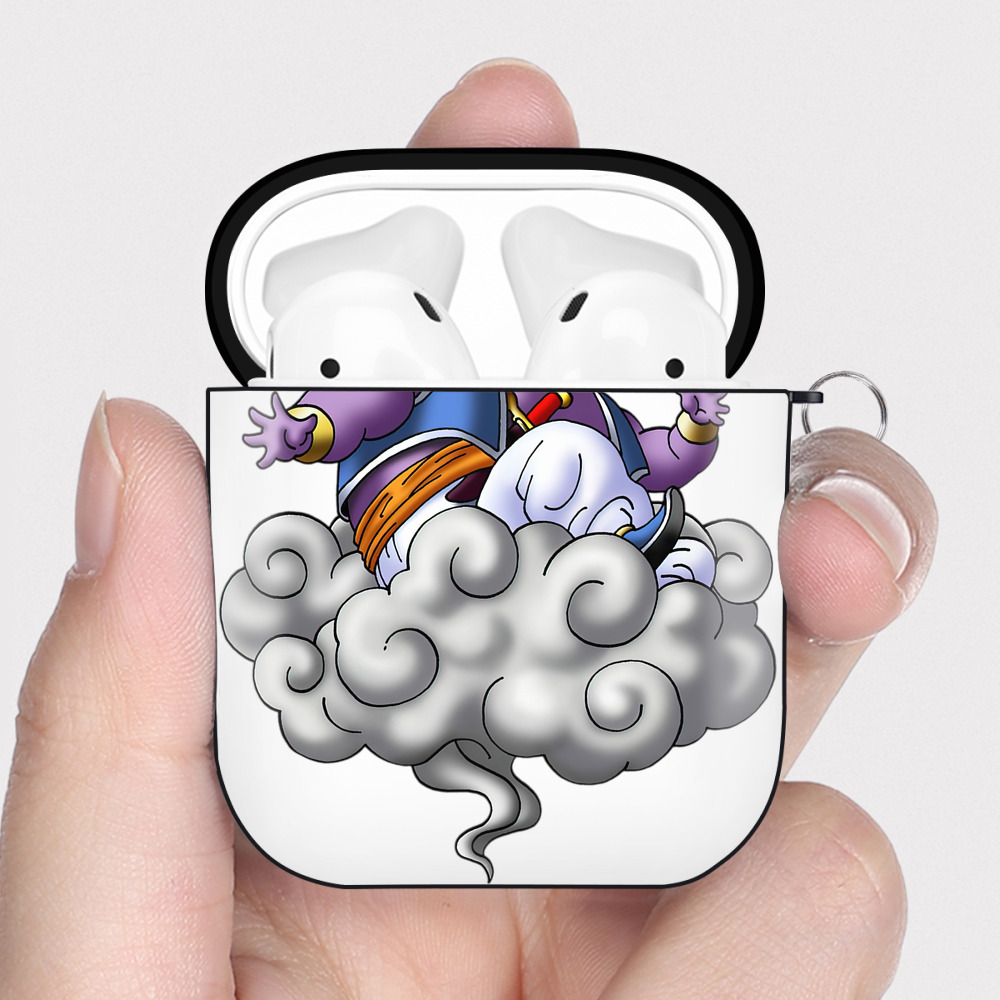 （画像用） ドラゴンクエスト Doragon Kuesuto Dragon Quest AirPods 第2世代保護ケース ハードシェル ブラック 耐衝撃・防指紋・カラビナ付き