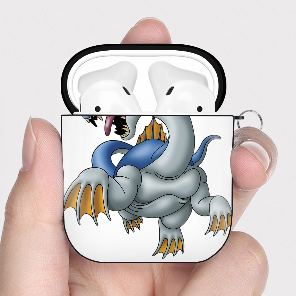 （画像用） ドラゴンクエスト Doragon Kuesuto Dragon Quest AirPods 第2世代保護ケース ハードシェル ブラック 耐衝撃・防指紋・カラビナ付き