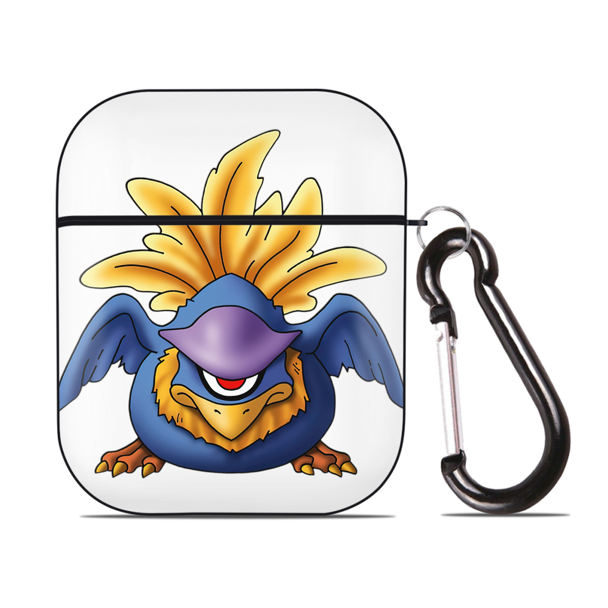 （画像用） ドラゴンクエスト Doragon Kuesuto Dragon Quest AirPods 第2世代保護ケース ハードシェル ブラック 耐衝撃・防指紋・カラビナ付き