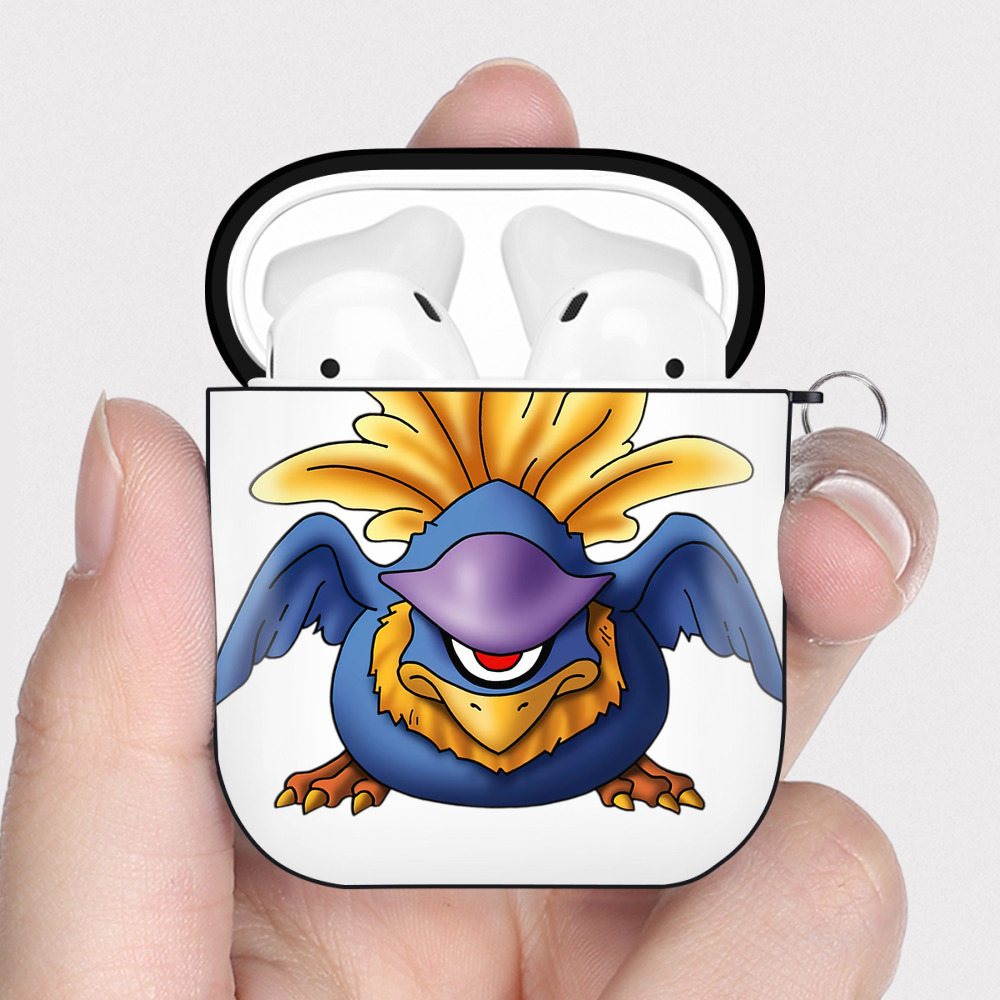 （画像用） ドラゴンクエスト Doragon Kuesuto Dragon Quest AirPods 第2世代保護ケース ハードシェル ブラック 耐衝撃・防指紋・カラビナ付き