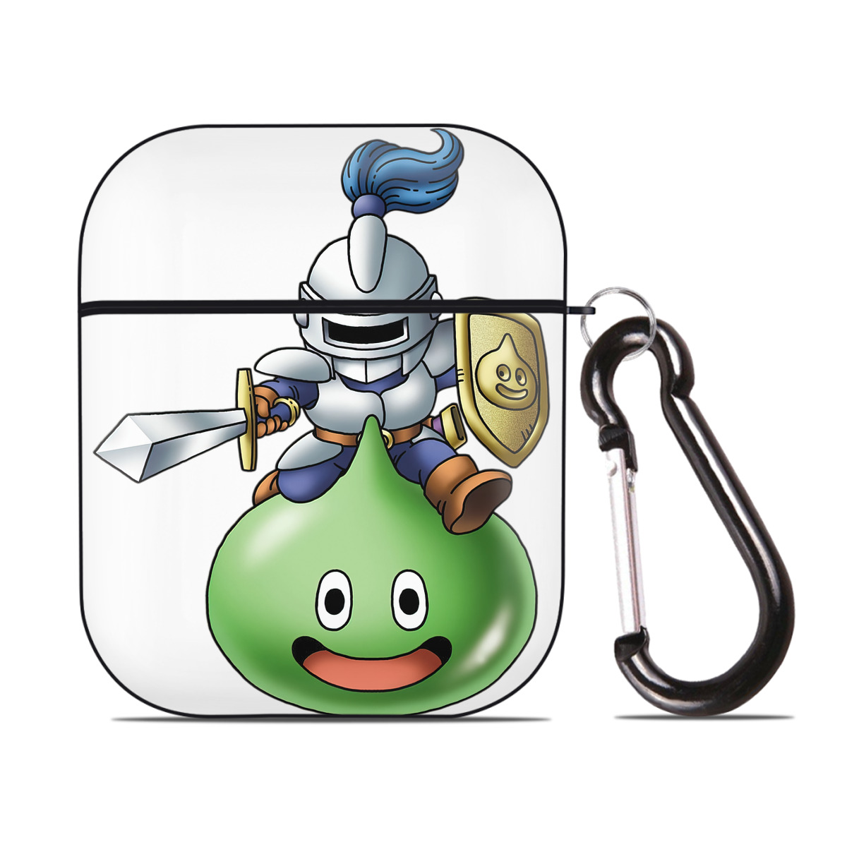 （画像用） ドラゴンクエスト Doragon Kuesuto Dragon Quest AirPods 第2世代保護ケース ハードシェル ブラック 耐衝撃・防指紋・カラビナ付き