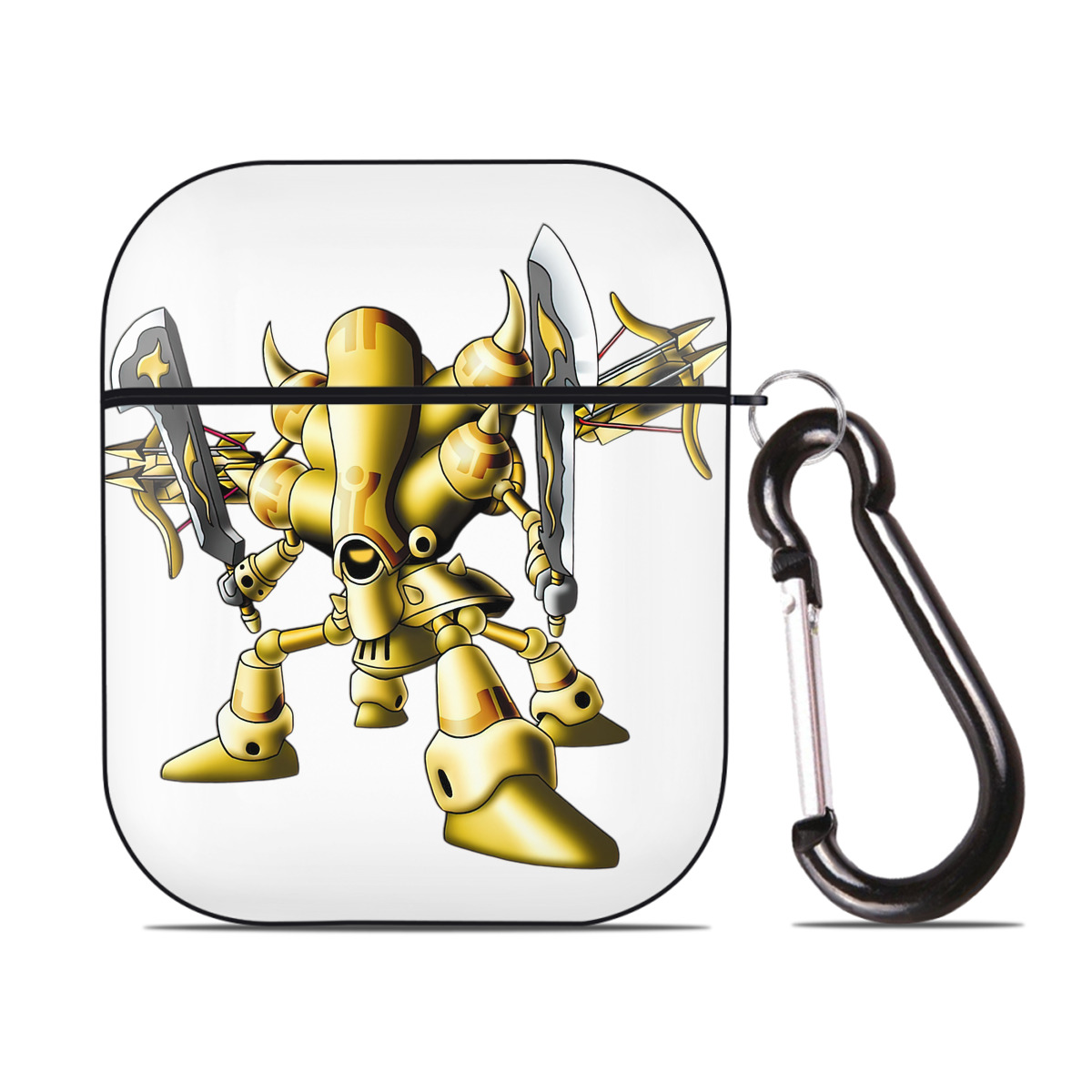 （画像用） ドラゴンクエスト Doragon Kuesuto Dragon Quest AirPods 第2世代保護ケース ハードシェル ブラック 耐衝撃・防指紋・カラビナ付き