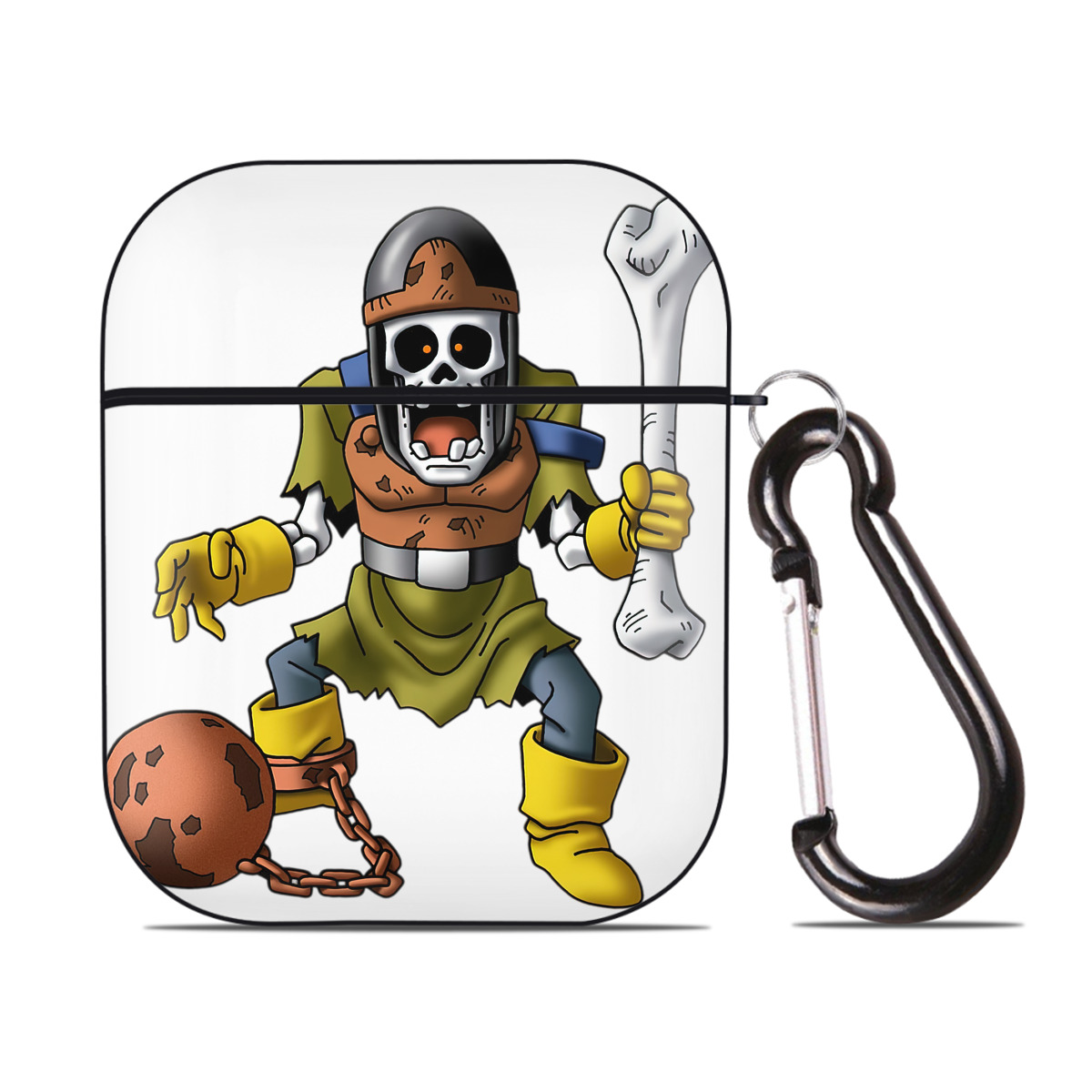 （画像用） ドラゴンクエスト Doragon Kuesuto Dragon Quest AirPods 第2世代保護ケース ハードシェル ブラック 耐衝撃・防指紋・カラビナ付き