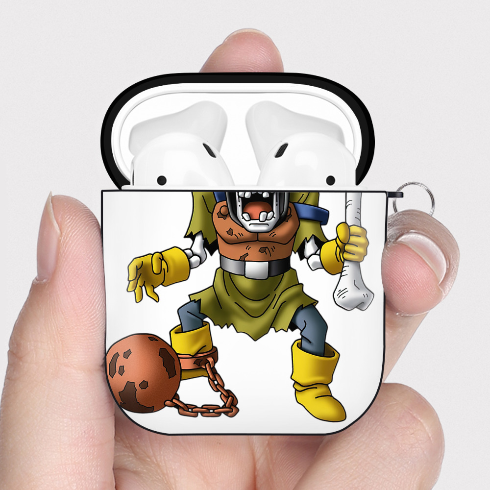 （画像用） ドラゴンクエスト Doragon Kuesuto Dragon Quest AirPods 第2世代保護ケース ハードシェル ブラック 耐衝撃・防指紋・カラビナ付き