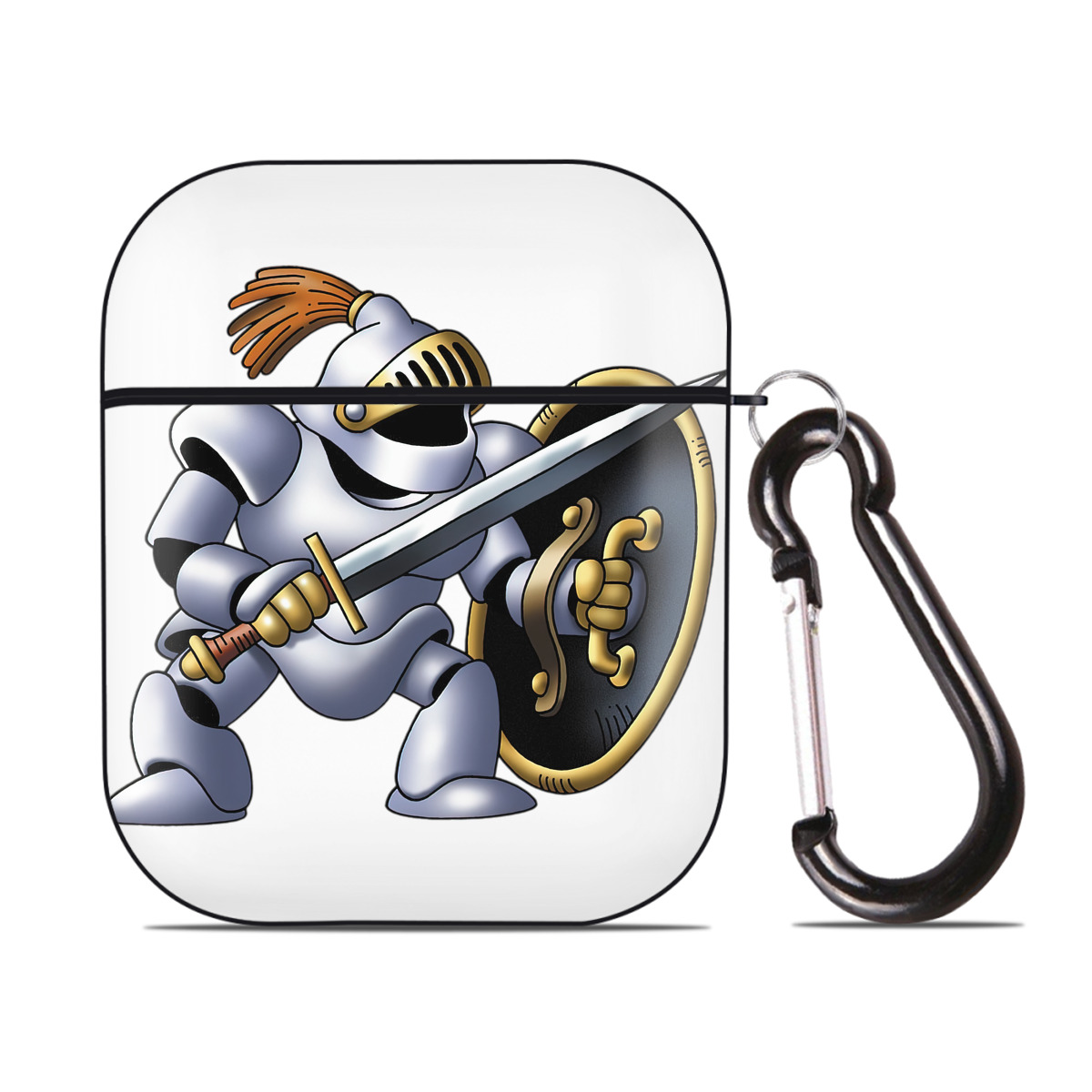 （画像用） ドラゴンクエスト Doragon Kuesuto Dragon Quest AirPods 第2世代保護ケース ハードシェル ブラック 耐衝撃・防指紋・カラビナ付き