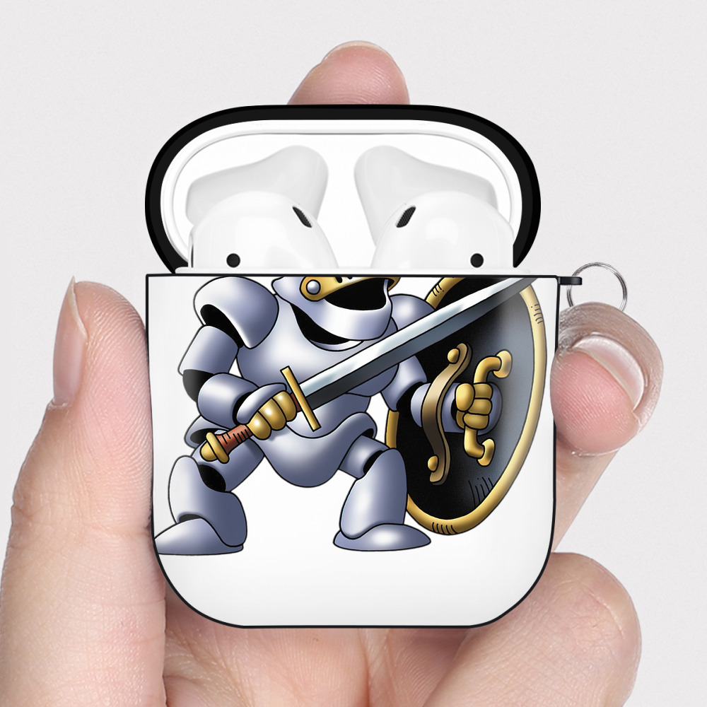 （画像用） ドラゴンクエスト Doragon Kuesuto Dragon Quest AirPods 第2世代保護ケース ハードシェル ブラック 耐衝撃・防指紋・カラビナ付き