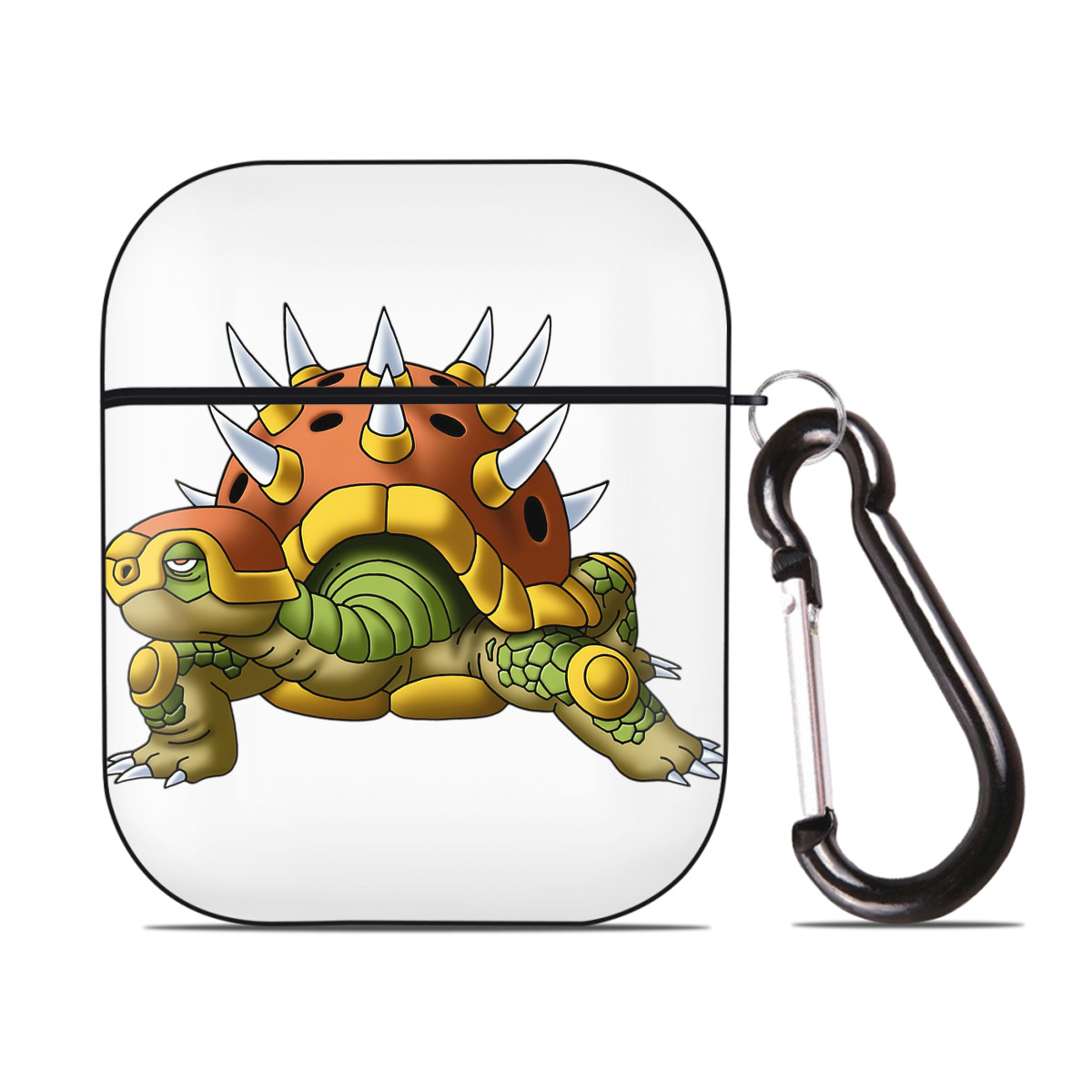 （画像用） ドラゴンクエスト Doragon Kuesuto Dragon Quest AirPods 第2世代保護ケース ハードシェル ブラック 耐衝撃・防指紋・カラビナ付き