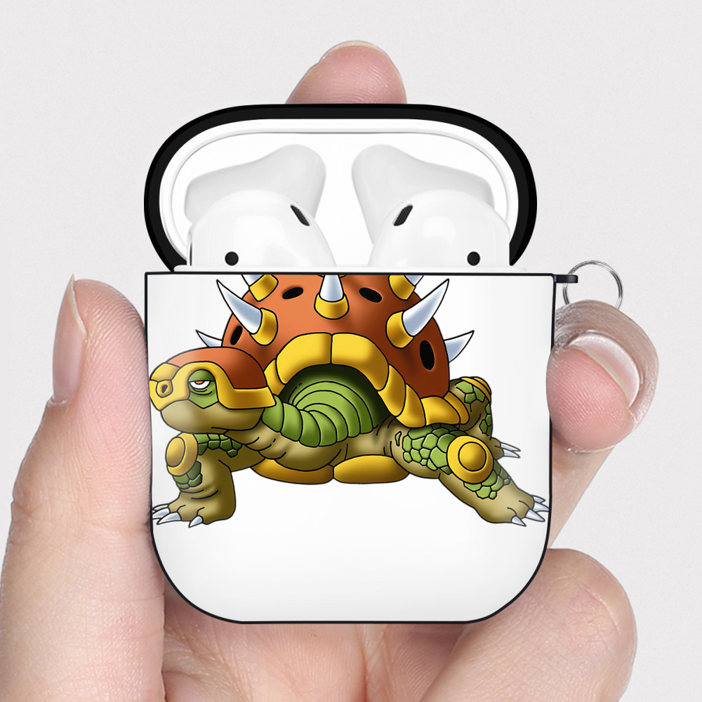 （画像用） ドラゴンクエスト Doragon Kuesuto Dragon Quest AirPods 第2世代保護ケース ハードシェル ブラック 耐衝撃・防指紋・カラビナ付き