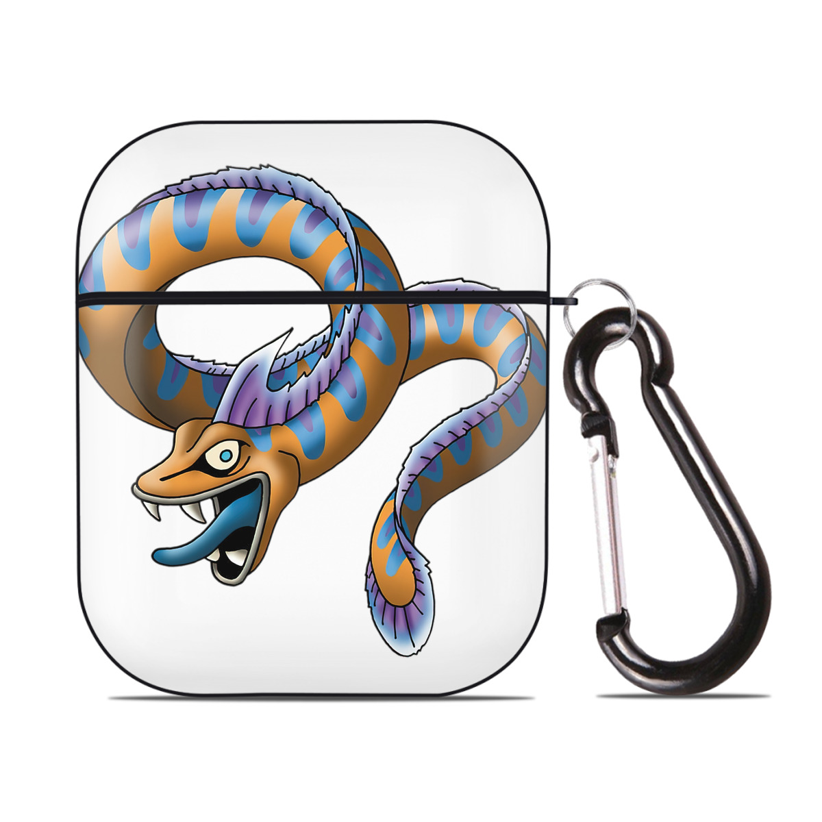 （画像用） ドラゴンクエスト Doragon Kuesuto Dragon Quest AirPods 第2世代保護ケース ハードシェル ブラック 耐衝撃・防指紋・カラビナ付き
