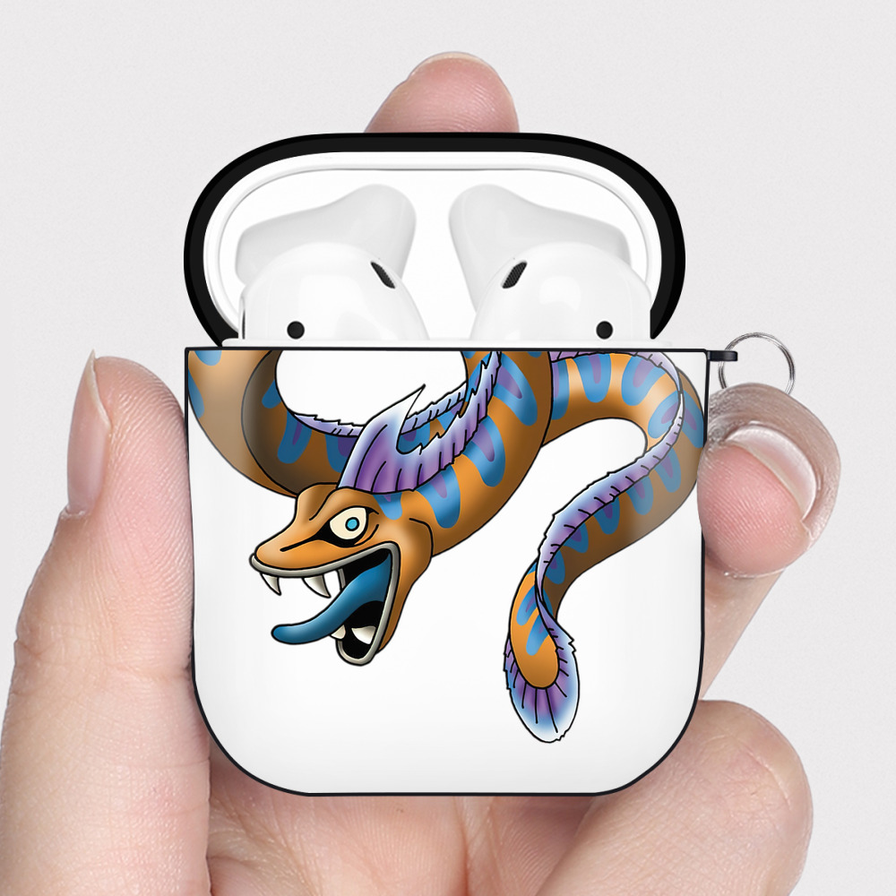 （画像用） ドラゴンクエスト Doragon Kuesuto Dragon Quest AirPods 第2世代保護ケース ハードシェル ブラック 耐衝撃・防指紋・カラビナ付き