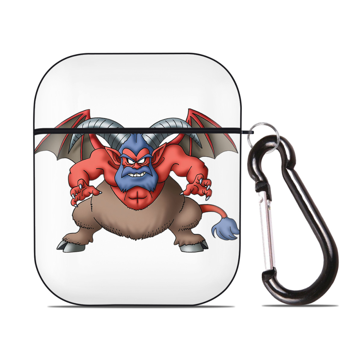 （画像用） ドラゴンクエスト Doragon Kuesuto Dragon Quest AirPods 第2世代保護ケース ハードシェル ブラック 耐衝撃・防指紋・カラビナ付き