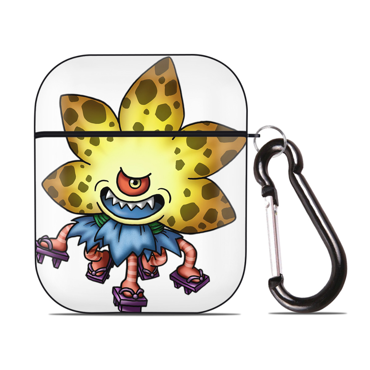 （画像用） ドラゴンクエスト Doragon Kuesuto Dragon Quest AirPods 第2世代保護ケース ハードシェル ブラック 耐衝撃・防指紋・カラビナ付き