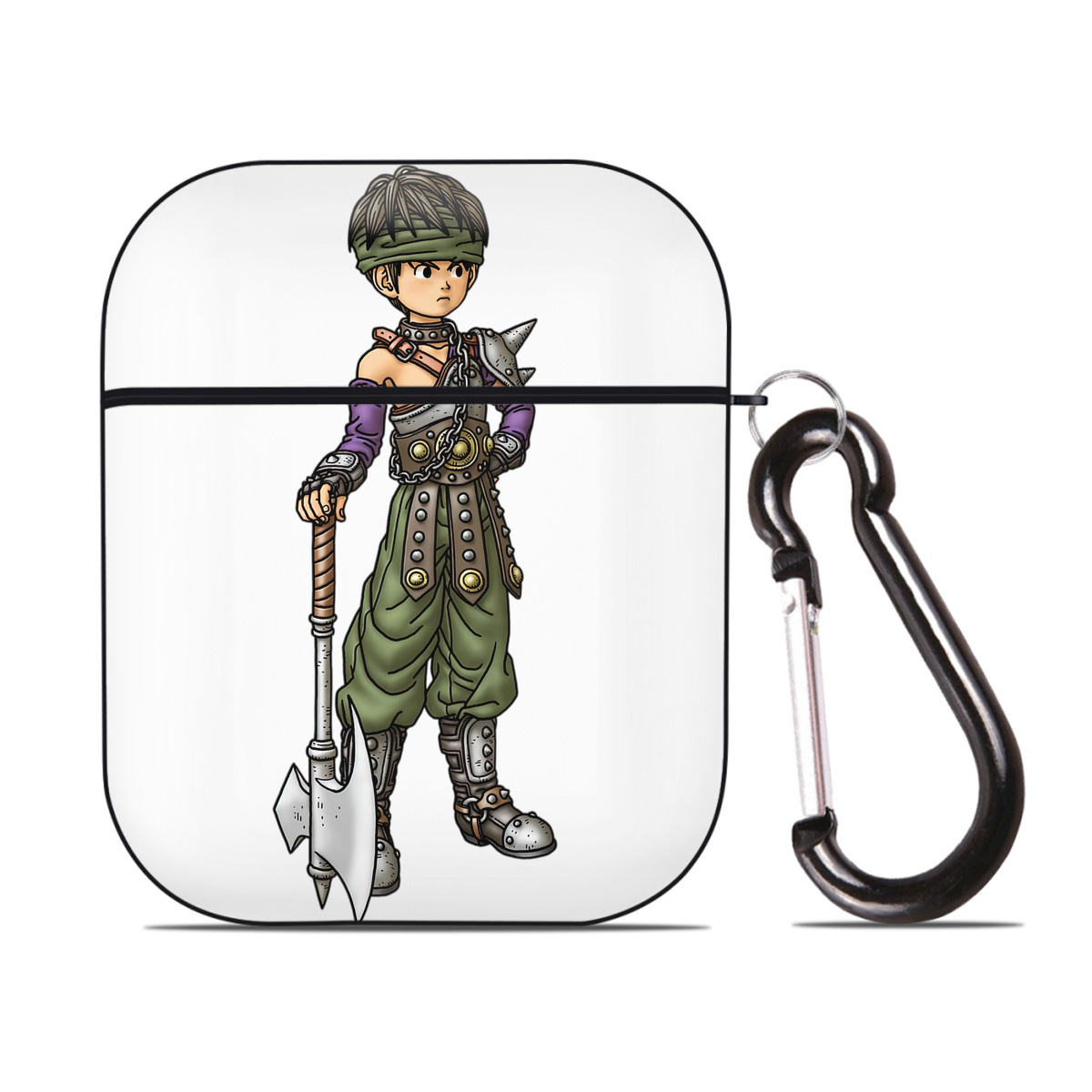 （画像用） ドラゴンクエスト Doragon Kuesuto Dragon Quest AirPods 第2世代保護ケース ハードシェル ブラック 耐衝撃・防指紋・カラビナ付き