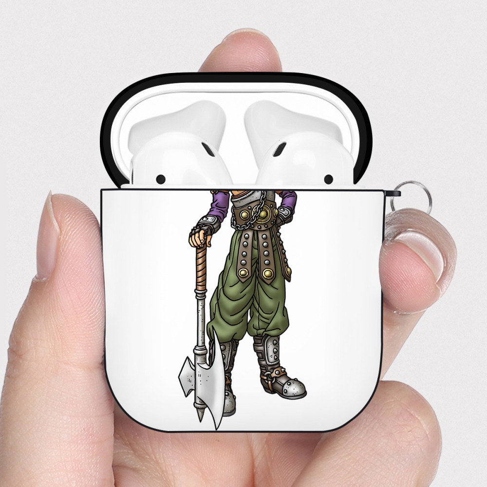 （画像用） ドラゴンクエスト Doragon Kuesuto Dragon Quest AirPods 第2世代保護ケース ハードシェル ブラック 耐衝撃・防指紋・カラビナ付き