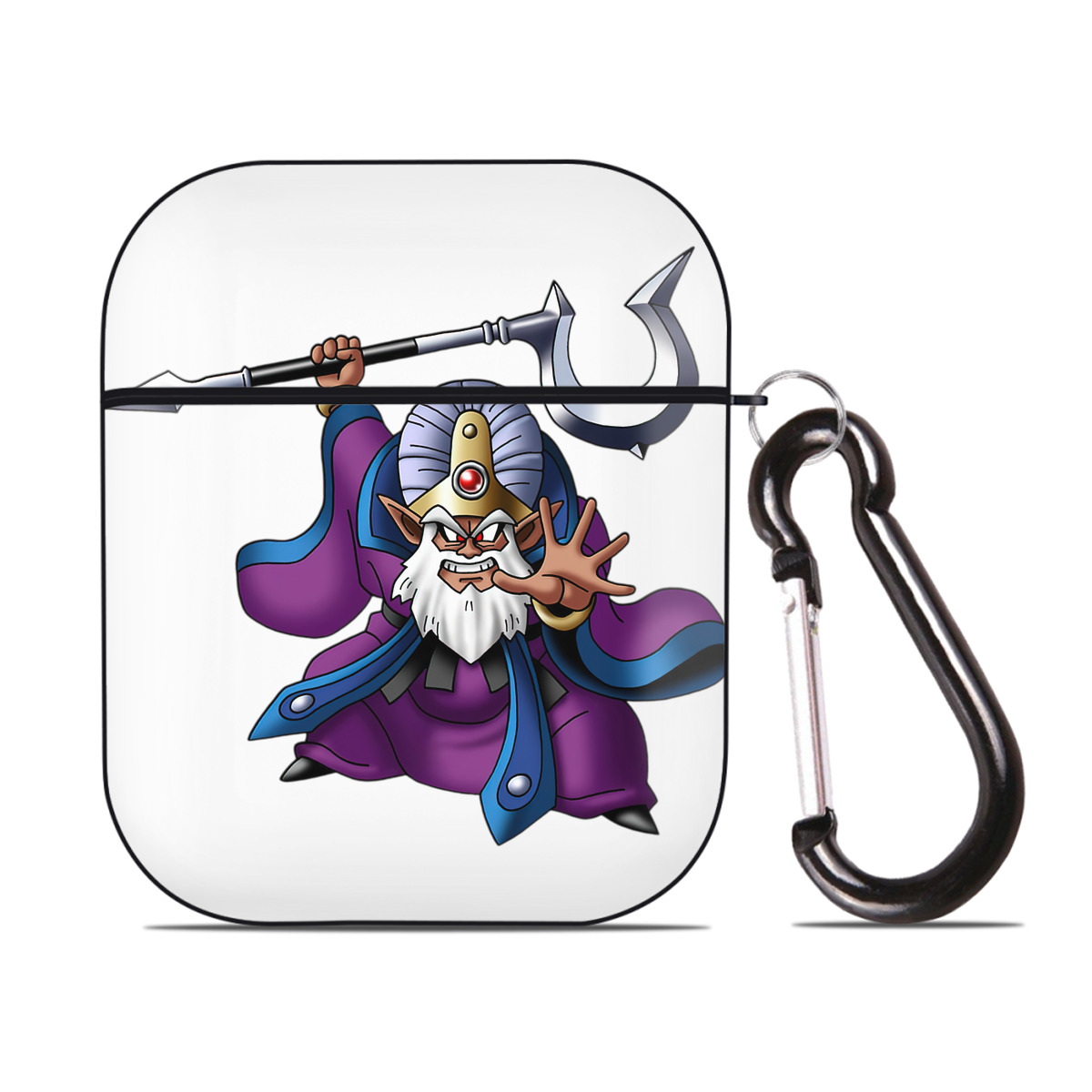 （画像用） ドラゴンクエスト Doragon Kuesuto Dragon Quest AirPods 第2世代保護ケース ハードシェル ブラック 耐衝撃・防指紋・カラビナ付き