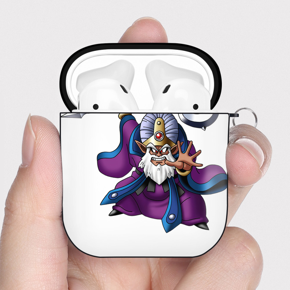 （画像用） ドラゴンクエスト Doragon Kuesuto Dragon Quest AirPods 第2世代保護ケース ハードシェル ブラック 耐衝撃・防指紋・カラビナ付き