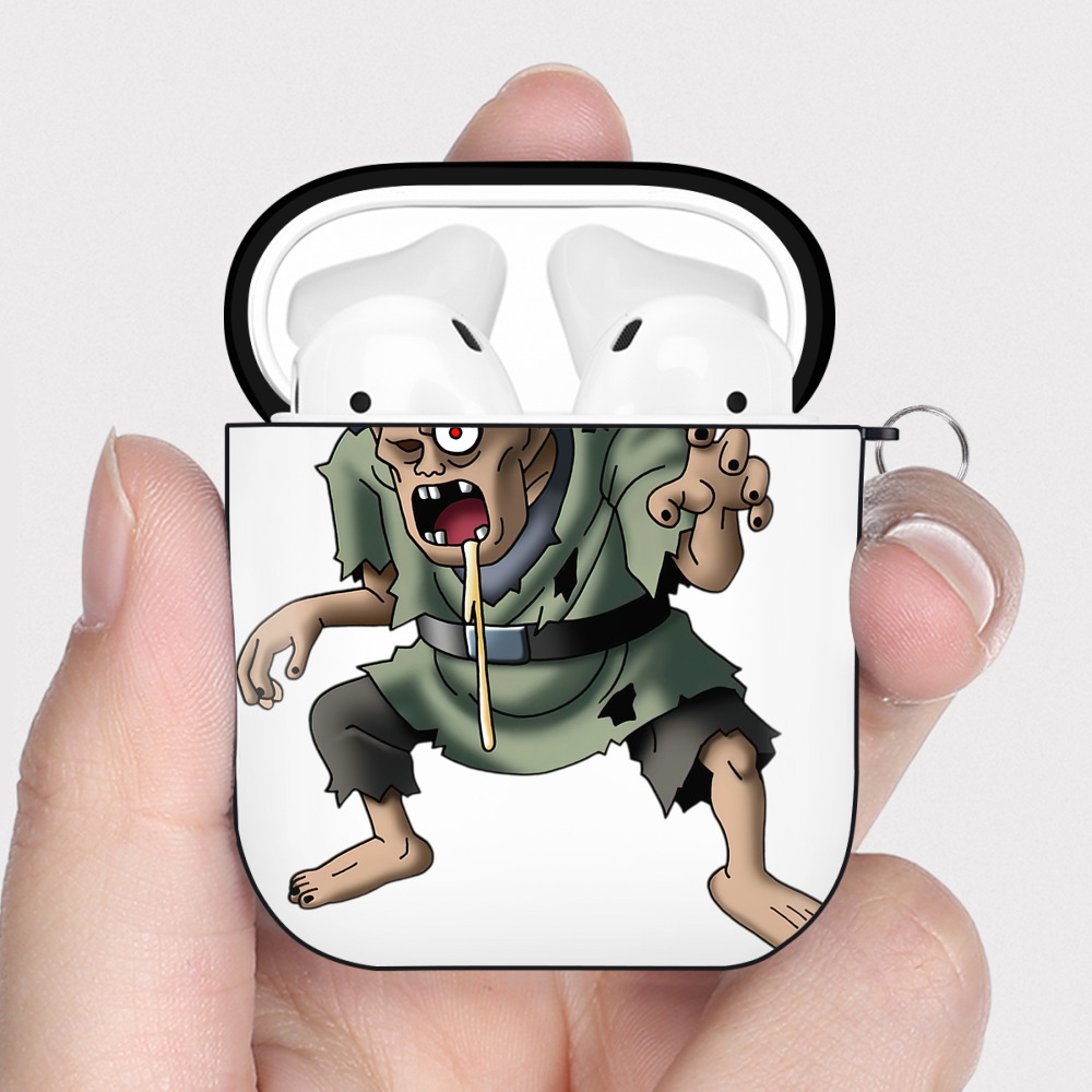 （画像用） ドラゴンクエスト Doragon Kuesuto Dragon Quest AirPods 第2世代保護ケース ハードシェル ブラック 耐衝撃・防指紋・カラビナ付き