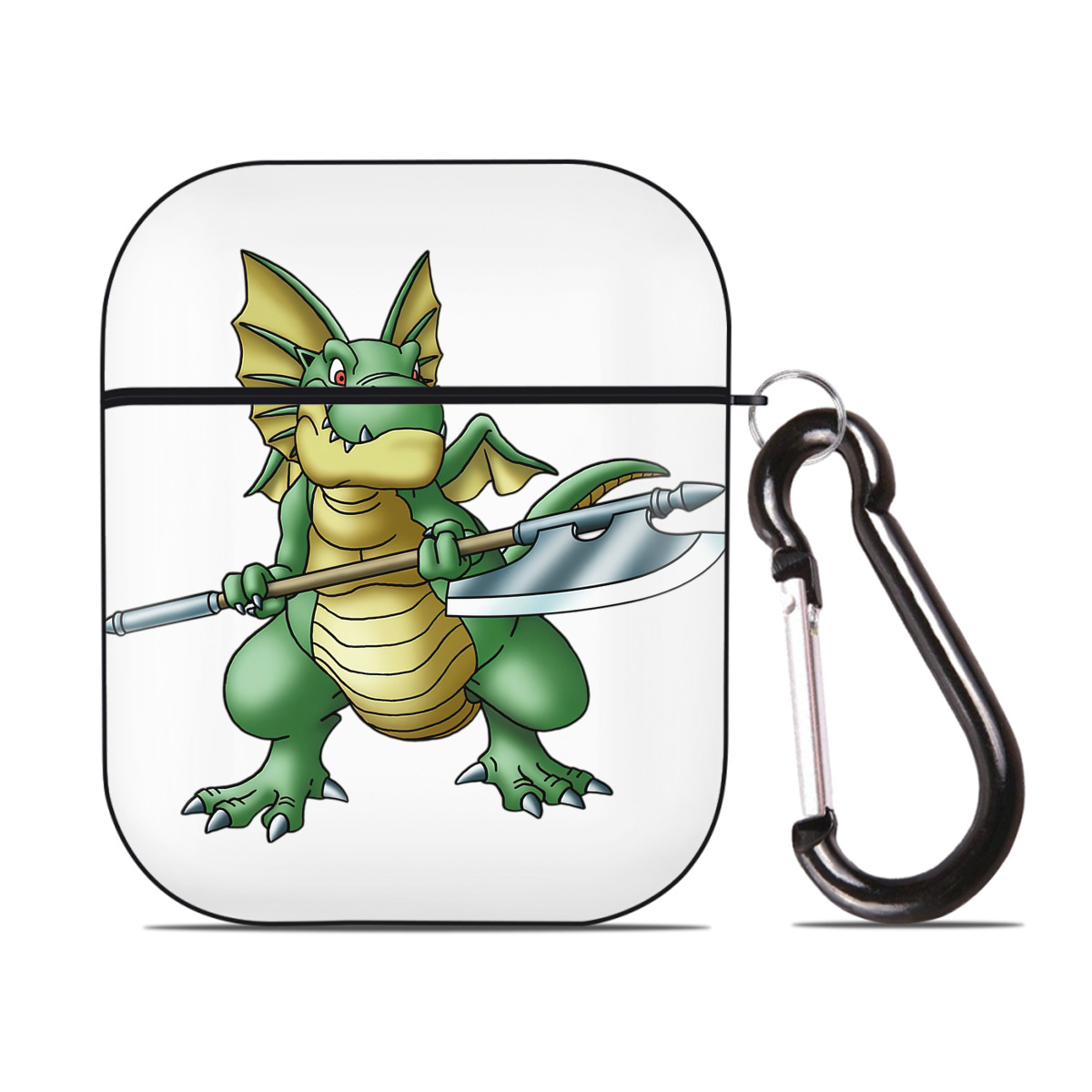 （画像用） ドラゴンクエスト Doragon Kuesuto Dragon Quest AirPods 第2世代保護ケース ハードシェル ブラック 耐衝撃・防指紋・カラビナ付き