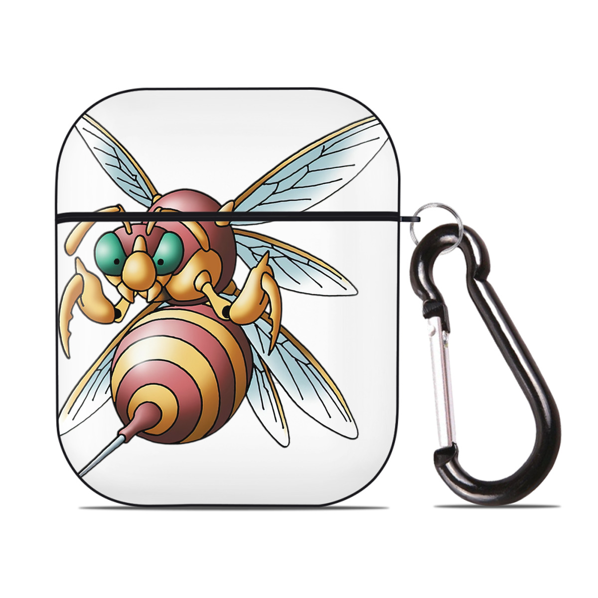 （画像用） ドラゴンクエスト Doragon Kuesuto Dragon Quest AirPods 第2世代保護ケース ハードシェル ブラック 耐衝撃・防指紋・カラビナ付き