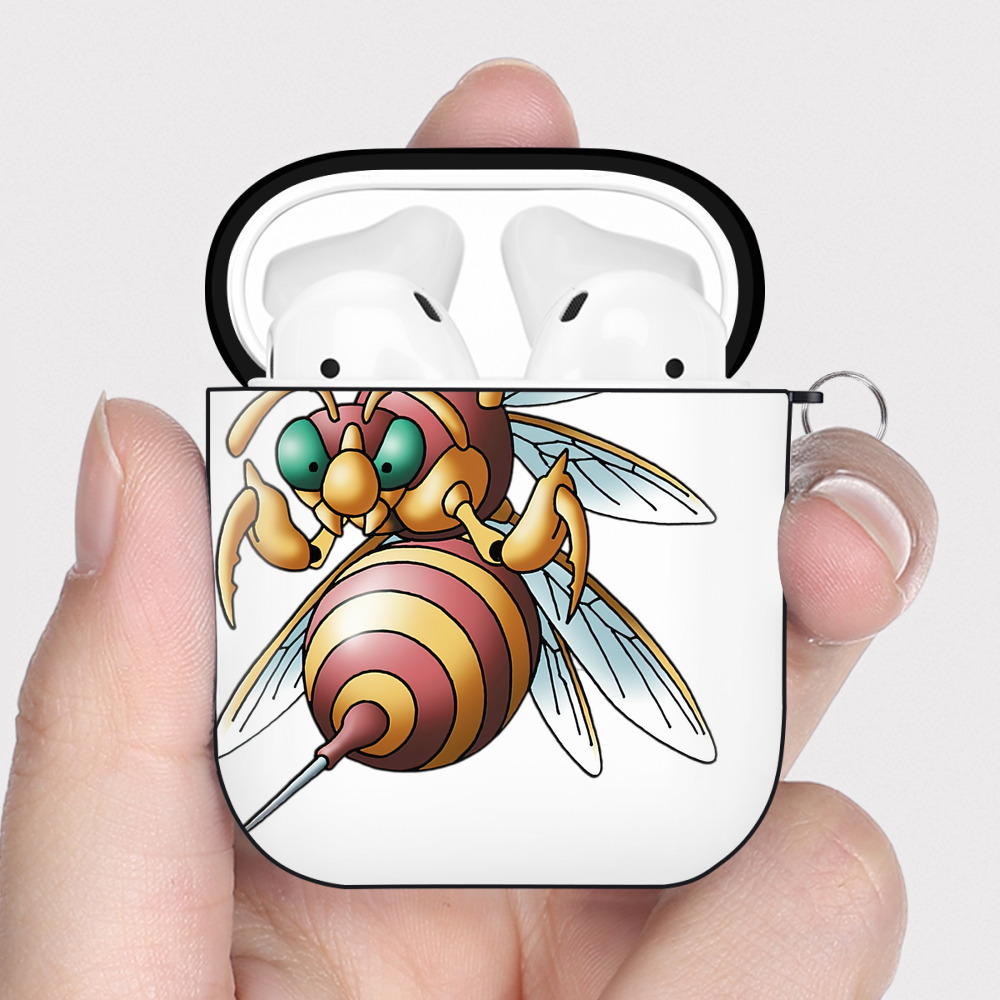 （画像用） ドラゴンクエスト Doragon Kuesuto Dragon Quest AirPods 第2世代保護ケース ハードシェル ブラック 耐衝撃・防指紋・カラビナ付き