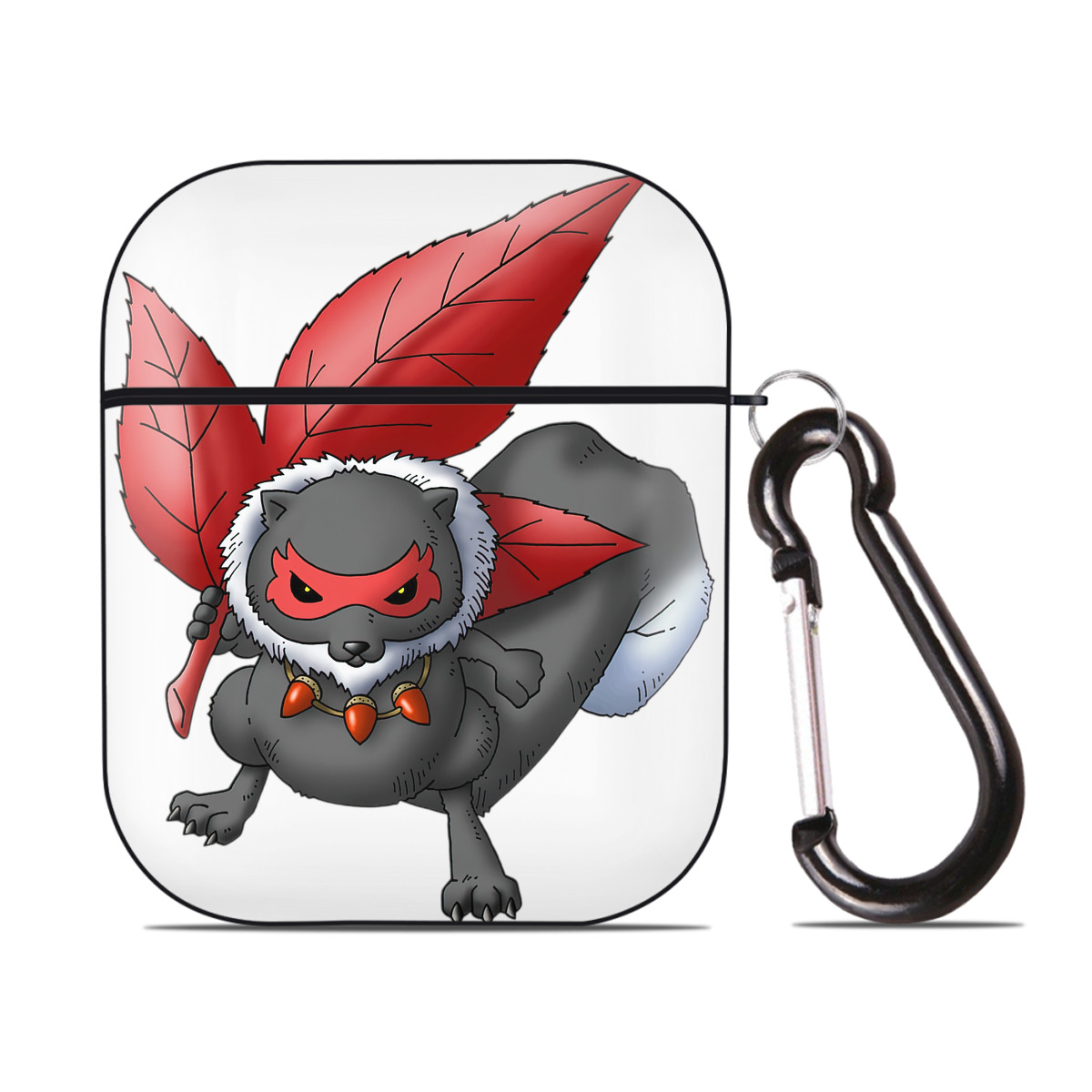（画像用） ドラゴンクエスト Doragon Kuesuto Dragon Quest AirPods 第2世代保護ケース ハードシェル ブラック 耐衝撃・防指紋・カラビナ付き