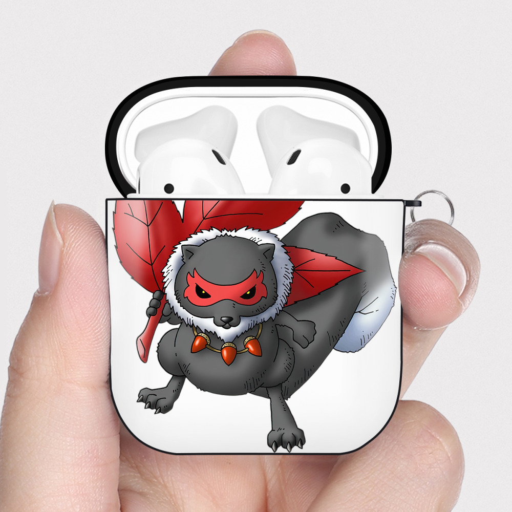 （画像用） ドラゴンクエスト Doragon Kuesuto Dragon Quest AirPods 第2世代保護ケース ハードシェル ブラック 耐衝撃・防指紋・カラビナ付き