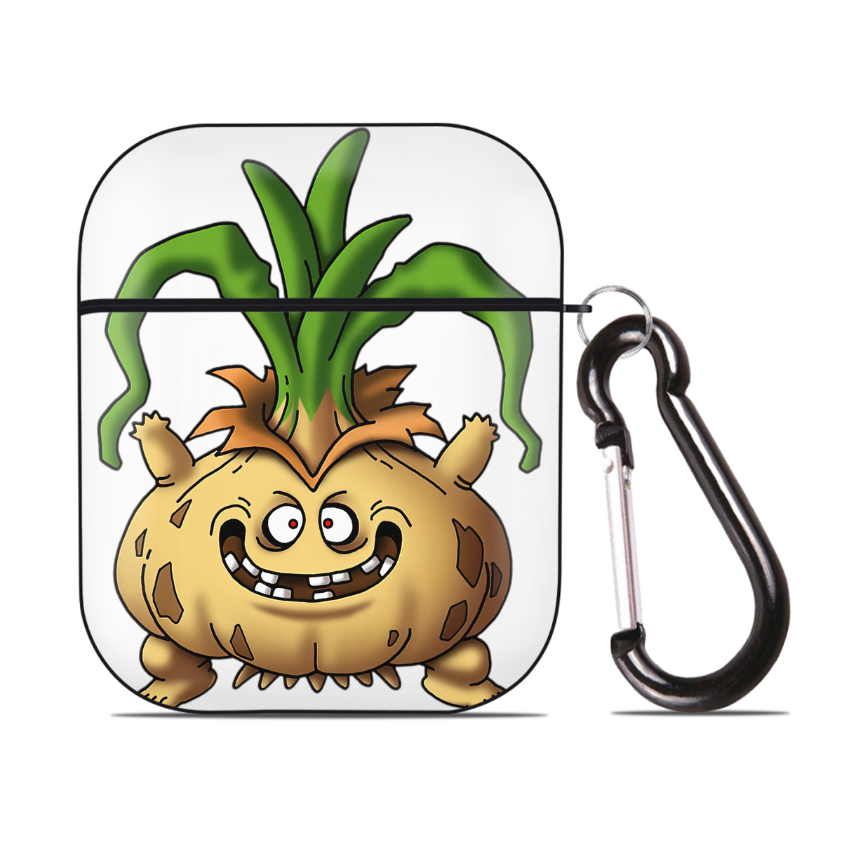 （画像用） ドラゴンクエスト Doragon Kuesuto Dragon Quest AirPods 第2世代保護ケース ハードシェル ブラック 耐衝撃・防指紋・カラビナ付き