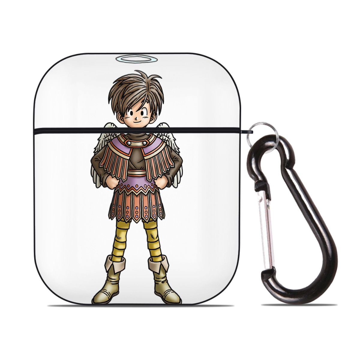 （画像用） ドラゴンクエスト Doragon Kuesuto Dragon Quest AirPods 第2世代保護ケース ハードシェル ブラック 耐衝撃・防指紋・カラビナ付き