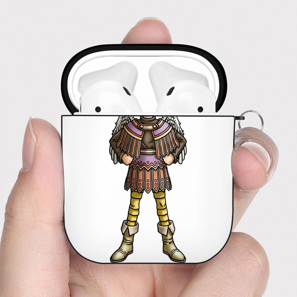 （画像用） ドラゴンクエスト Doragon Kuesuto Dragon Quest AirPods 第2世代保護ケース ハードシェル ブラック 耐衝撃・防指紋・カラビナ付き