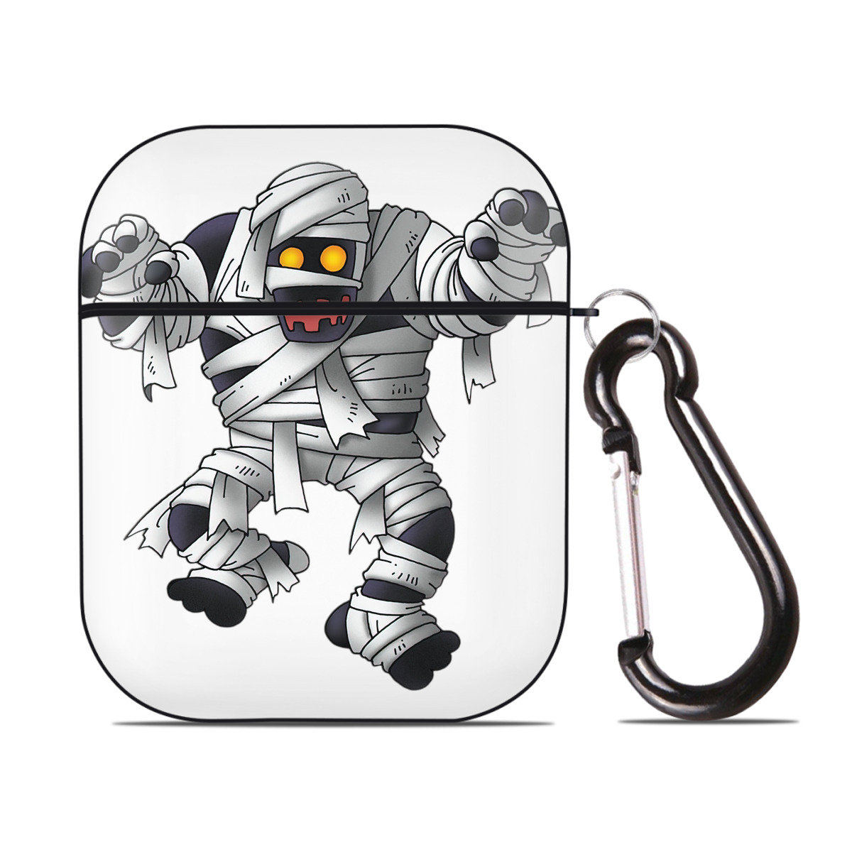 （画像用） ドラゴンクエスト Doragon Kuesuto Dragon Quest AirPods 第2世代保護ケース ハードシェル ブラック 耐衝撃・防指紋・カラビナ付き