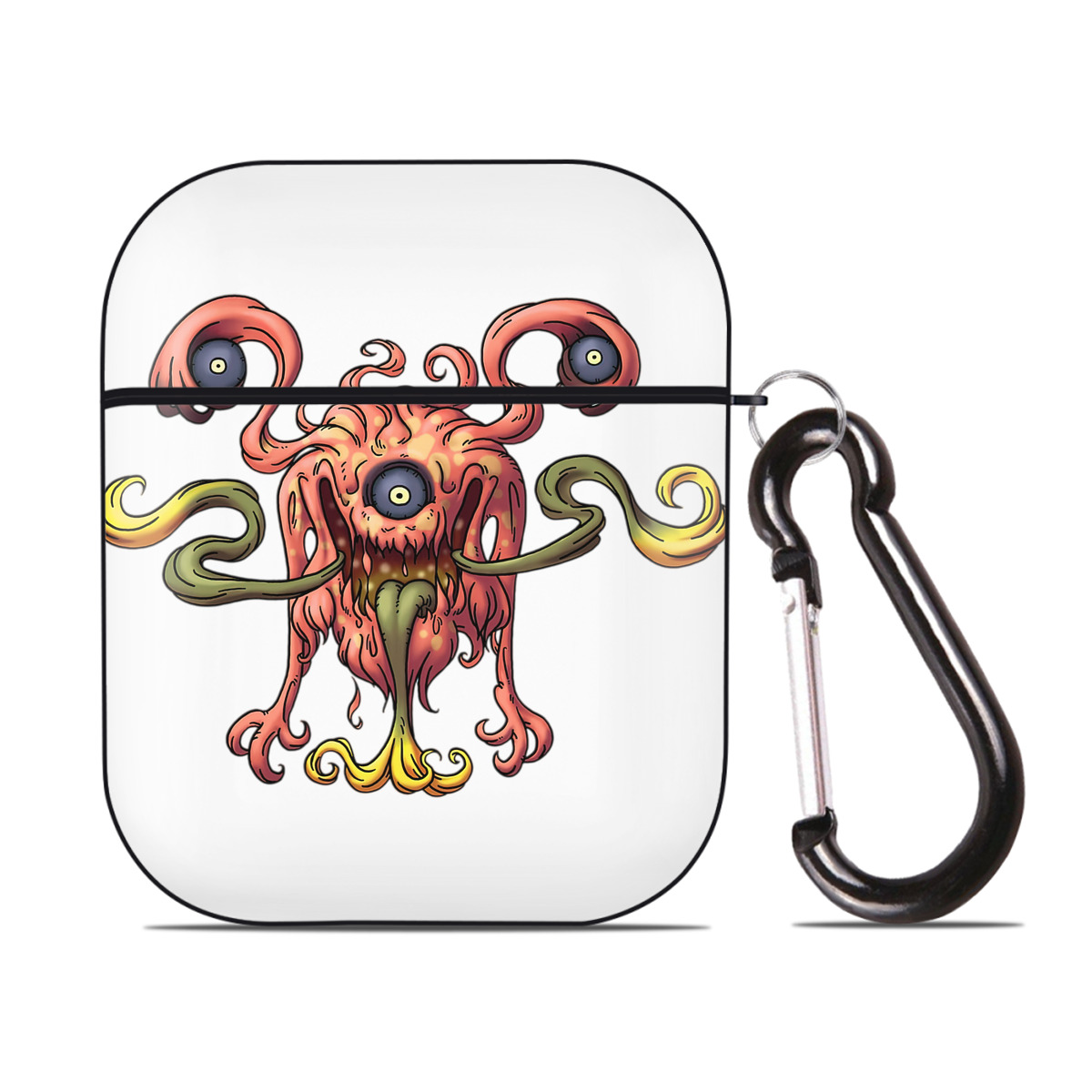 （画像用） ドラゴンクエスト Doragon Kuesuto Dragon Quest AirPods 第2世代保護ケース ハードシェル ブラック 耐衝撃・防指紋・カラビナ付き