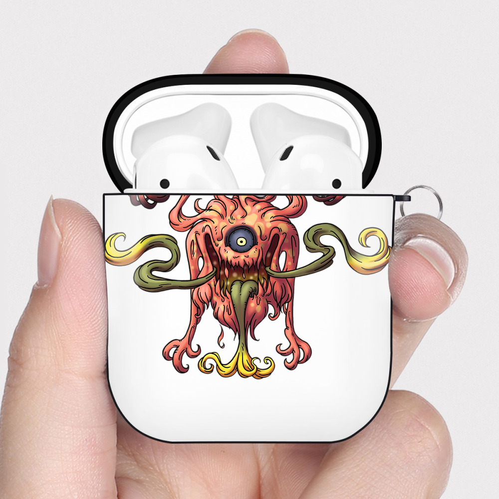 （画像用） ドラゴンクエスト Doragon Kuesuto Dragon Quest AirPods 第2世代保護ケース ハードシェル ブラック 耐衝撃・防指紋・カラビナ付き