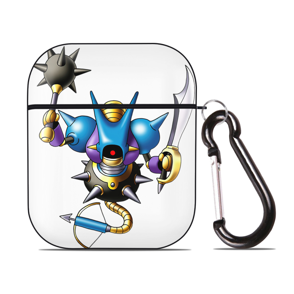（画像用） ドラゴンクエスト Doragon Kuesuto Dragon Quest AirPods 第2世代保護ケース ハードシェル ブラック 耐衝撃・防指紋・カラビナ付き