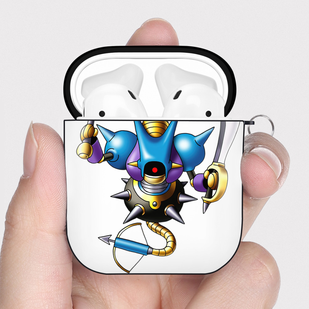 （画像用） ドラゴンクエスト Doragon Kuesuto Dragon Quest AirPods 第2世代保護ケース ハードシェル ブラック 耐衝撃・防指紋・カラビナ付き