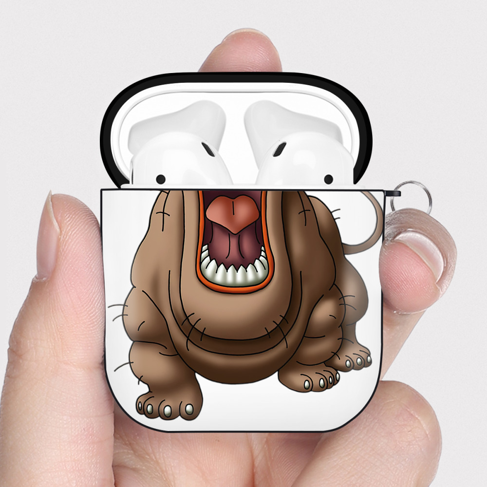（画像用） ドラゴンクエスト Doragon Kuesuto Dragon Quest AirPods 第2世代保護ケース ハードシェル ブラック 耐衝撃・防指紋・カラビナ付き