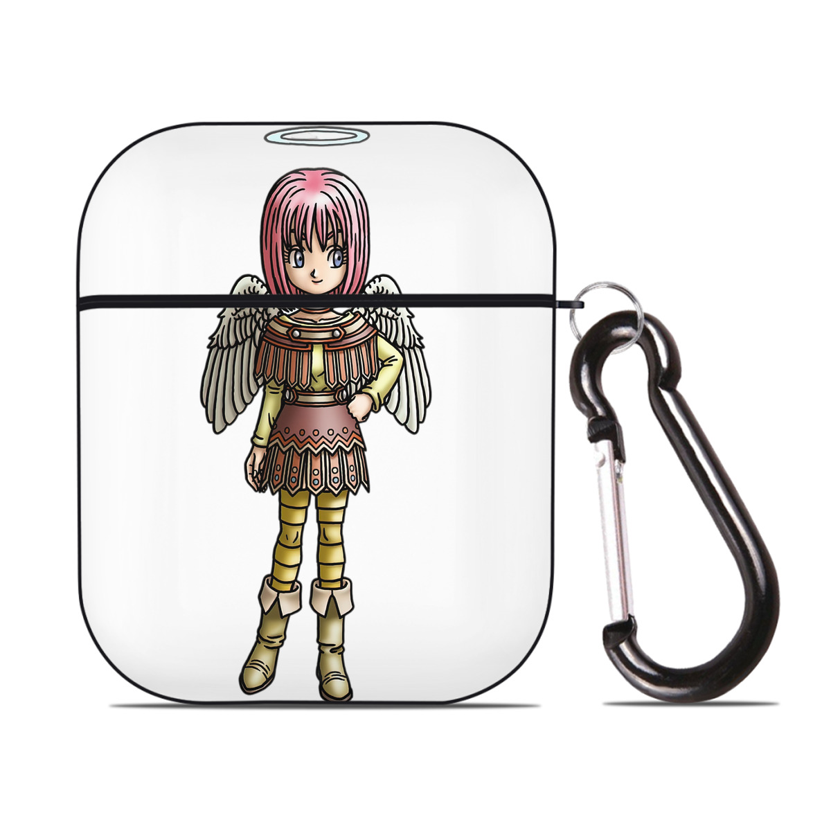 （画像用） ドラゴンクエスト Doragon Kuesuto Dragon Quest AirPods 第2世代保護ケース ハードシェル ブラック 耐衝撃・防指紋・カラビナ付き