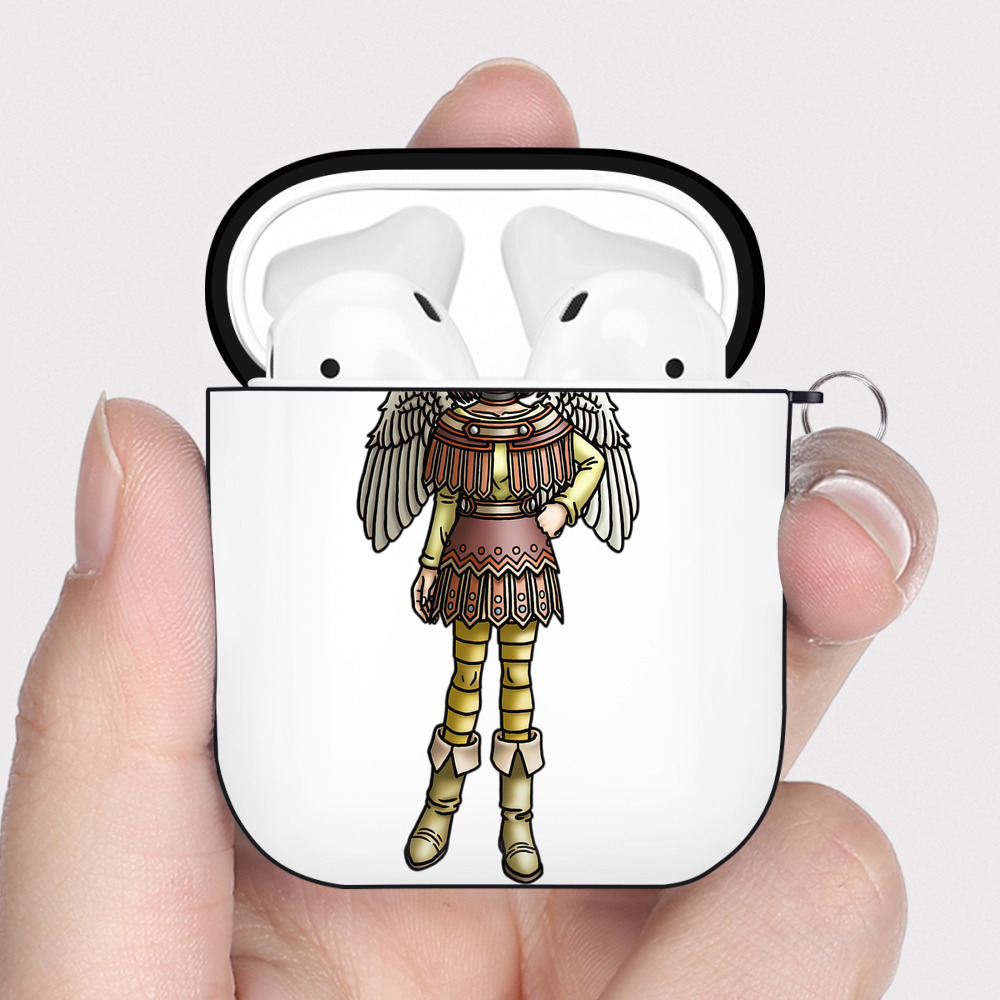 （画像用） ドラゴンクエスト Doragon Kuesuto Dragon Quest AirPods 第2世代保護ケース ハードシェル ブラック 耐衝撃・防指紋・カラビナ付き