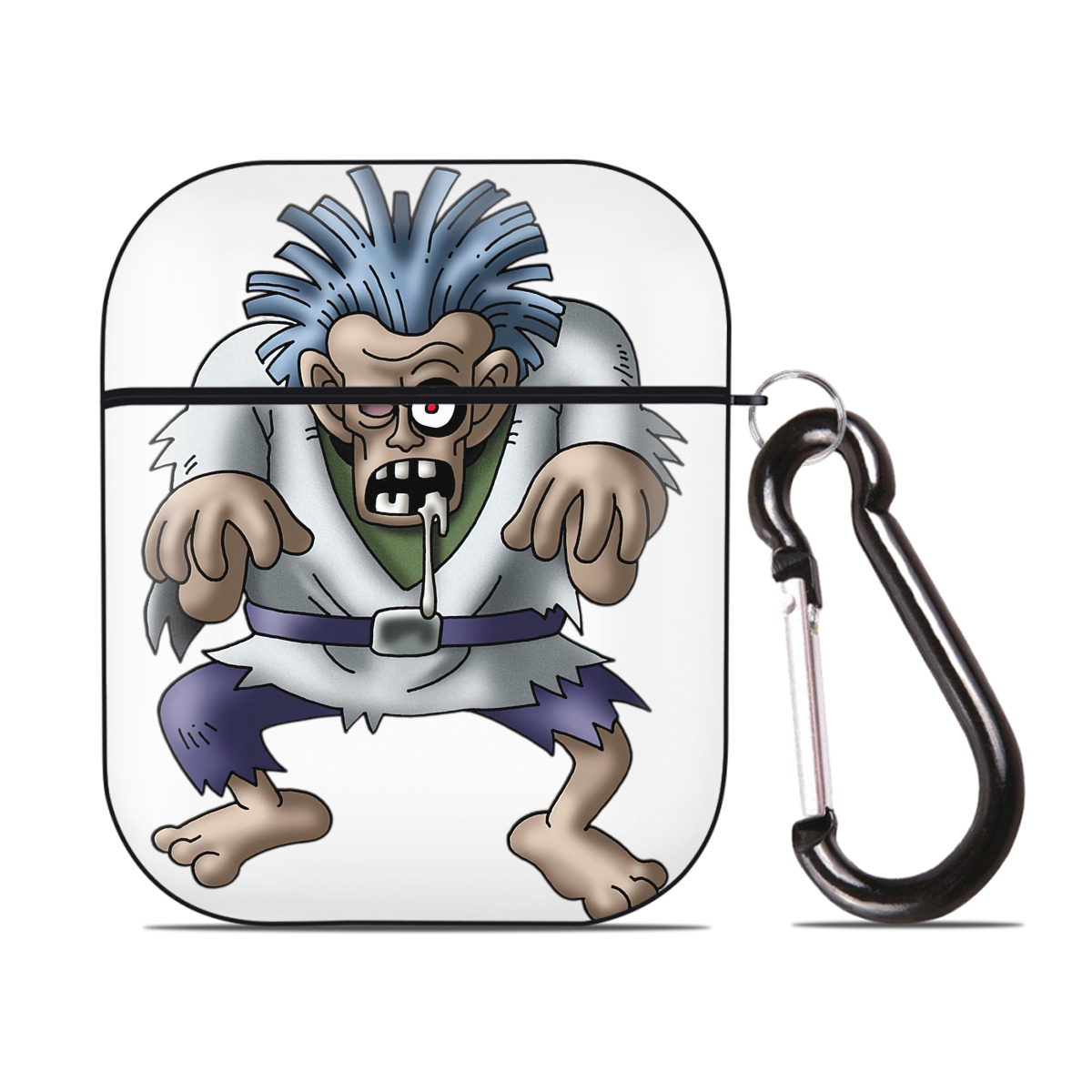 （画像用） ドラゴンクエスト Doragon Kuesuto Dragon Quest AirPods 第2世代保護ケース ハードシェル ブラック 耐衝撃・防指紋・カラビナ付き